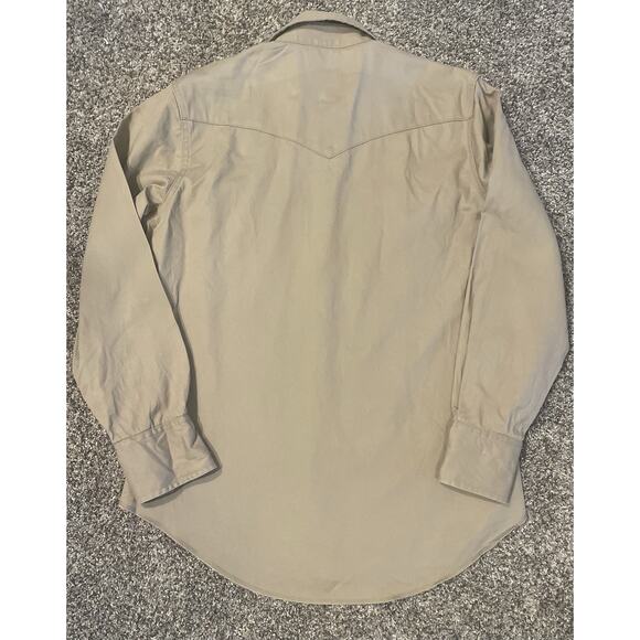 Wrangler Cowboy Cut Firm Finish Western Snap Front Twill 100% Cotton Shirt Sz M - Picture 3 of 10